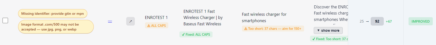 Missing GTIN during product feed optimization